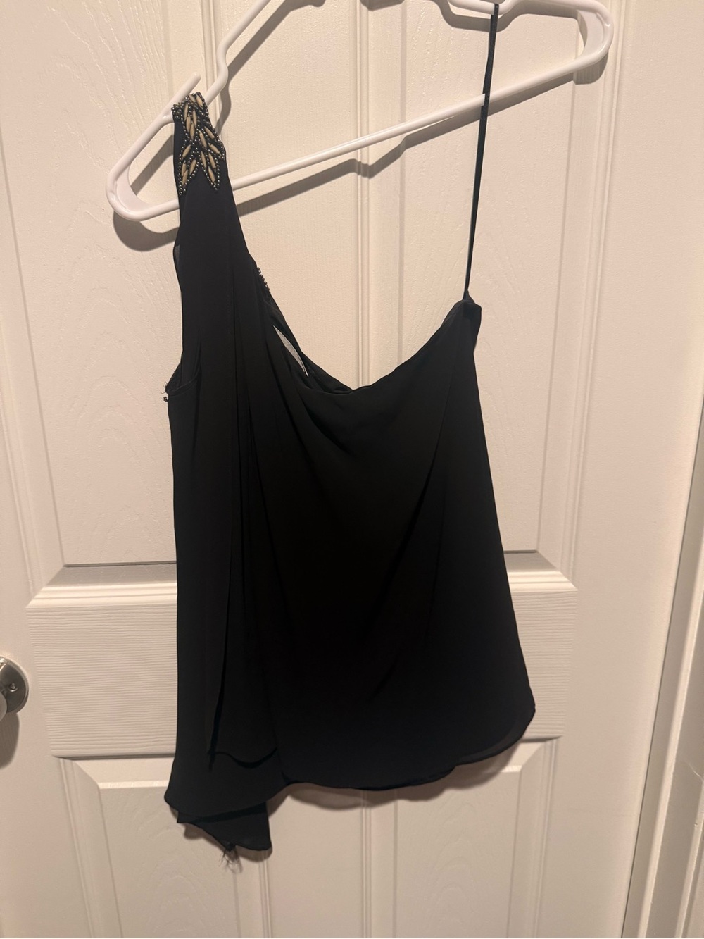 Guess Black One-Shoulder Camisole with Beaded Accent